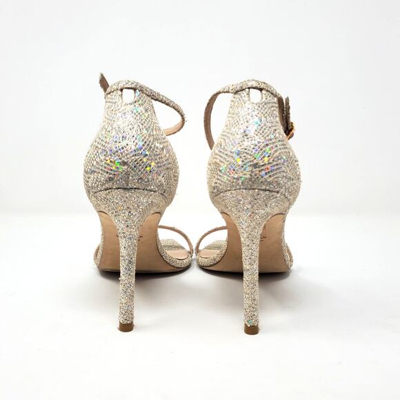 Stuart Weitzman Nudistcurve 100 Ankle Strap Sandals Gold Rhinestone Size US 8.5 - Picture 7 of 9